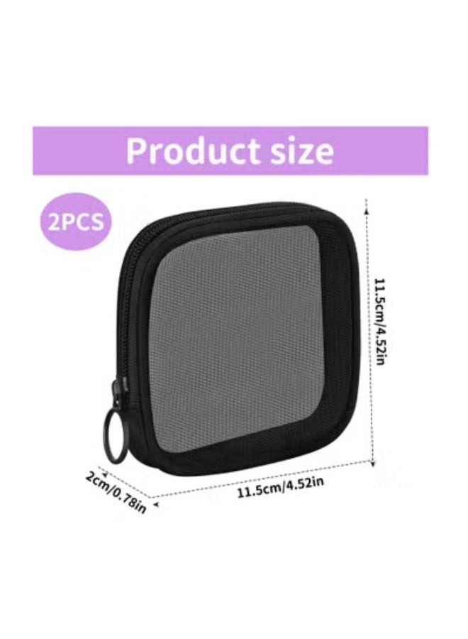 KHAJUL 2-Pack Mini Mesh Makeup Bags, Breathable & Durable Mesh Material, Convenient Travel Cosmetic Organizers, Zipper Closure for Cosmetics and Small Essentials, Black - Image 2