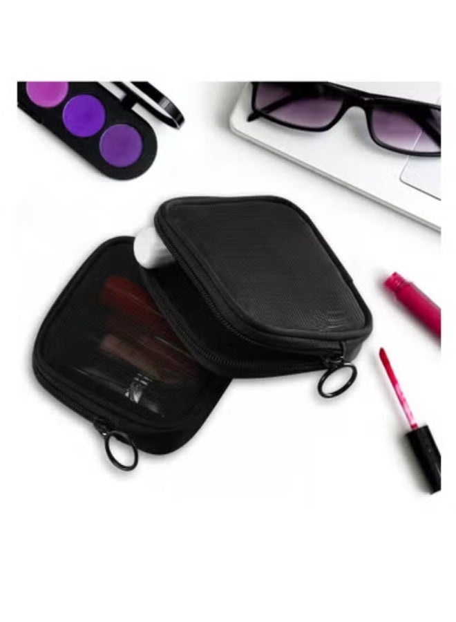 KHAJUL 2-Pack Mini Mesh Makeup Bags, Breathable & Durable Mesh Material, Convenient Travel Cosmetic Organizers, Zipper Closure for Cosmetics and Small Essentials, Black - Image 5