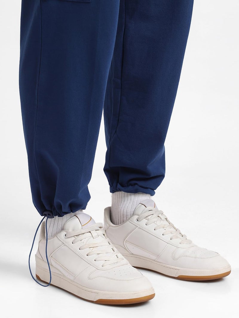NOBERO Men's Mid Rise Oversized Navy Blue Cargo Joggers-S - Image 3