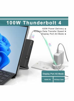 Y&D Surface Pro 8 Hub Docking Station with 4K HDMI, USB-C Thunerbolt 4 (Display+Data+PD Charging), USB 3.0, C(Data), 100M LAN, Audio, SD+TF Card Slot, Triple Display for Microsoft 8/Pro X  - Image 5