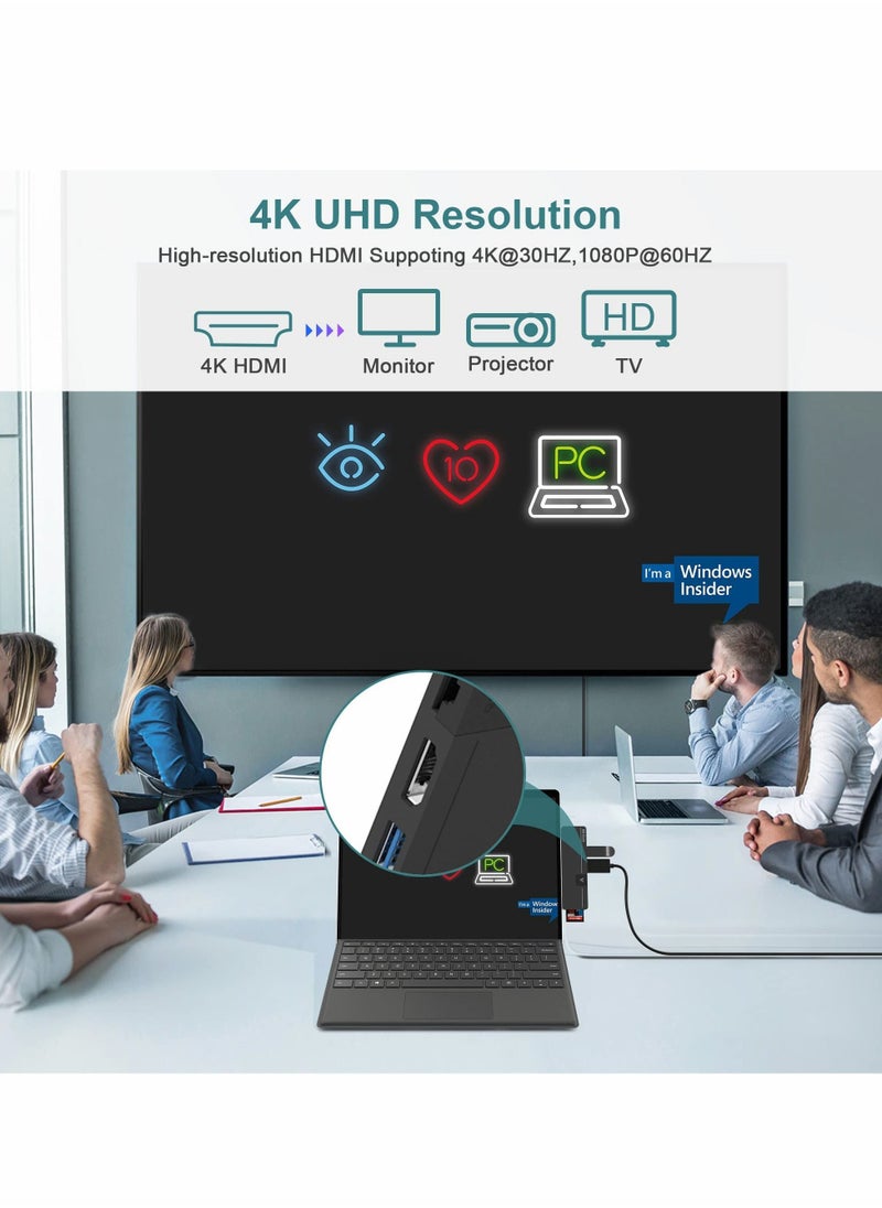 Y&D - Surface Pro 8 Hub Docking Station with 4K HDMI, USB-C Thunerbolt 4 (Display+Data+PD Charging), USB 3.0, C(Data), 100M LAN, Audio, SD+TF Card Slot, Triple Display for Microsoft 8/Pro X - Image 1