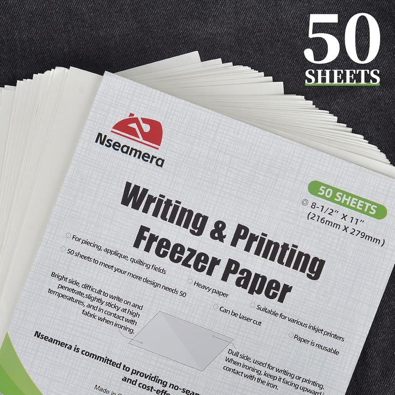 Nseamera Heavy Duty Freezer Paper Sheets for Quilting, Applique & Piecing - 8.5x11 Inches, 50 Sheets - Printable, Laser Cuttable Freezer Paper for Quilters - Image 2