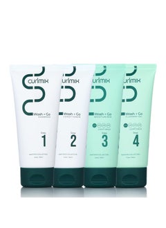 curlmix CurlMix Wash & Go System - Travel Size Sample Curly Hair Shampoo & Conditioner Set with Hydrating Moisturizer & Softening Flaxseed Gel - Light Hold 