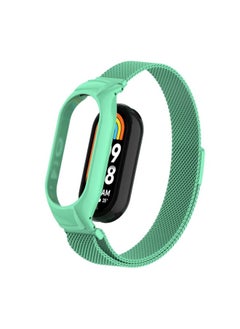Replacement Strap For Xiaomi Mi Band 8 Integrated Metal Case + Milanese Magnetic Watch Band Blue Sea