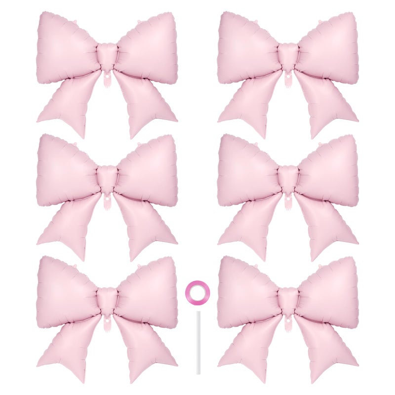 YOTHORN 6 Pcs Pink Bow Balloons for Girls, 35 Inch Bow Foil Balloons,Pink Bows Gender Reveal Decorations for Birthday Party Wedding Baby Shower Mouse Party Decoration - Image 1