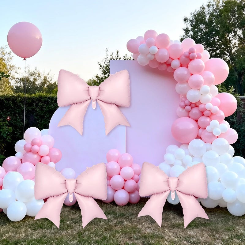 YOTHORN 6 Pcs Pink Bow Balloons for Girls, 35 Inch Bow Foil Balloons,Pink Bows Gender Reveal Decorations for Birthday Party Wedding Baby Shower Mouse Party Decoration - Image 3