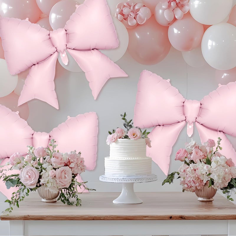 YOTHORN 6 Pcs Pink Bow Balloons for Girls, 35 Inch Bow Foil Balloons,Pink Bows Gender Reveal Decorations for Birthday Party Wedding Baby Shower Mouse Party Decoration - Image 4