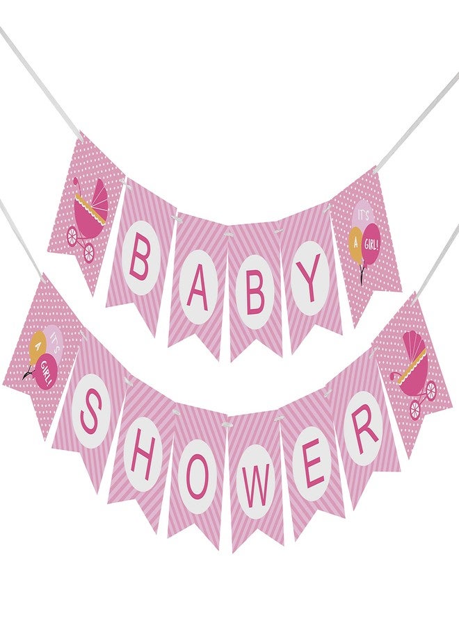 Inkdotpot Ready to Hang, Girl Baby Shower Birthday Bunting, Pre Strung Polka Dot & Bow Theme Baby Shower Decorations, Bunting Banner Flags - Image 1