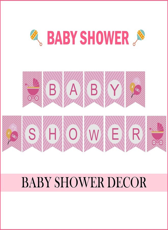 Inkdotpot Ready to Hang, Girl Baby Shower Birthday Bunting, Pre Strung Polka Dot & Bow Theme Baby Shower Decorations, Bunting Banner Flags - Image 3