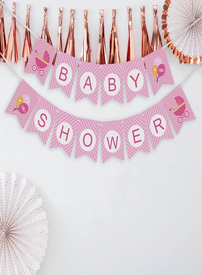 Inkdotpot Ready to Hang, Girl Baby Shower Birthday Bunting, Pre Strung Polka Dot & Bow Theme Baby Shower Decorations, Bunting Banner Flags - Image 2