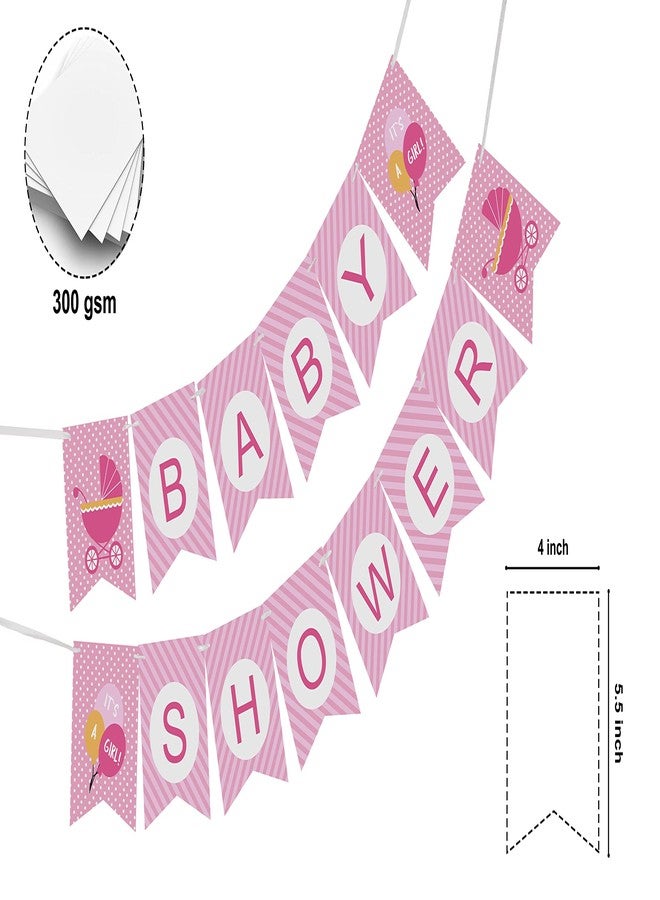 Inkdotpot Ready to Hang, Girl Baby Shower Birthday Bunting, Pre Strung Polka Dot & Bow Theme Baby Shower Decorations, Bunting Banner Flags - Image 4