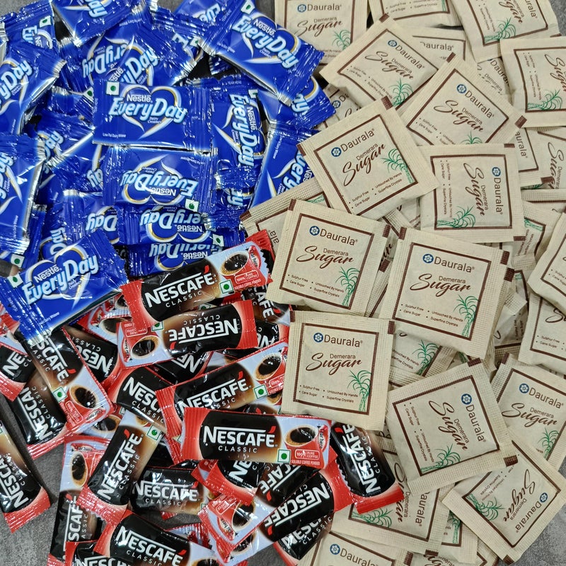 SFU E Com Nescaffe Classic Coffee with Everyday Creamer and Daurala Sugar, (200x Classic Coffee Sachets 0.9g) (200x Everyday Creamer Sachets 3g) (200x Daurala Demerara Sugar Sachets 5g) - Image 1