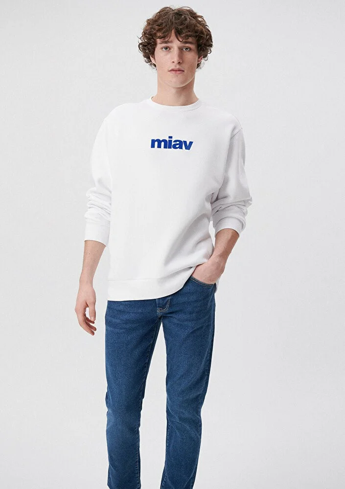 MAVI Blue Men's Miav Printed White Sweatshirt 0610925-620