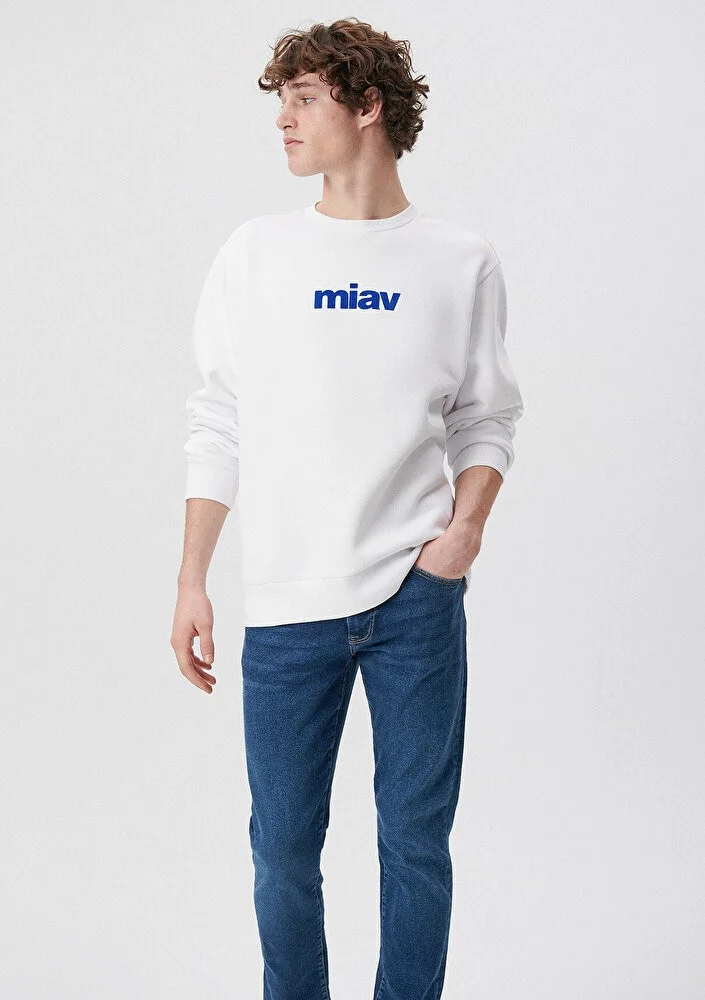 MAVI Blue Men's Miav Printed White Sweatshirt 0610925-620