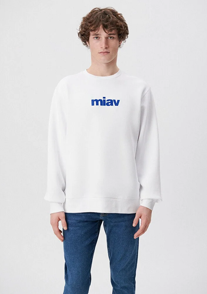MAVI Blue Men's Miav Printed White Sweatshirt 0610925-620