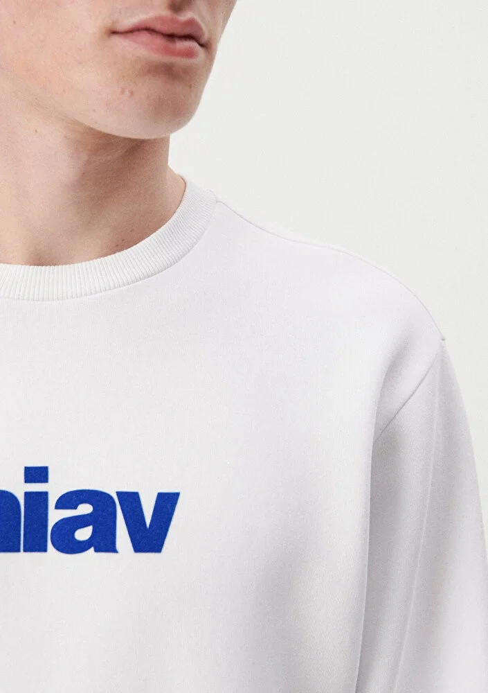 MAVI Blue Men's Miav Printed White Sweatshirt 0610925-620