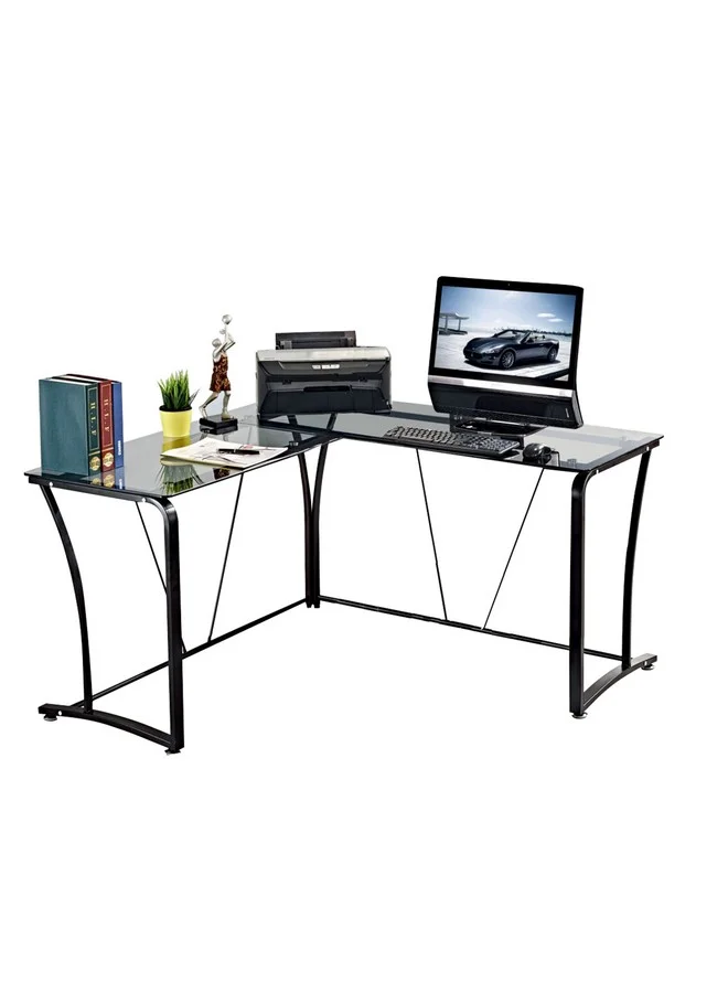 Micasa L-Shaped Metal Frame Contemporary Design Corner Computer Desk Black 75 X 140 X 140 Cm St-S1508