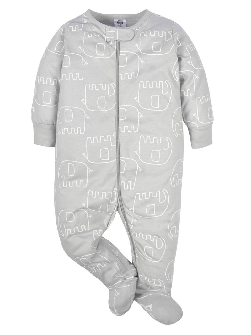 Gerber Unisex Baby 4 Pack Sleep 'N Play Footie Animals Green Preemie - Image 4