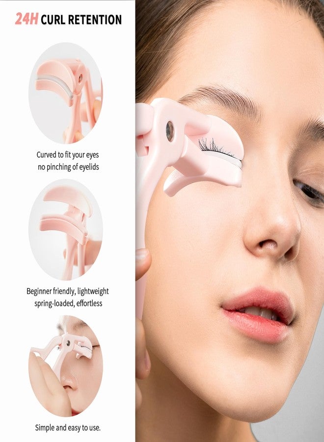 FSZMan 2 Style Eyelash Curler - Lash Curler with 2 Extra Silicone Replacement Pads, Achieve Perfect Curls in 5 Seconds - Quick Natural Curling for Long Lasting (Pink) - Image 2