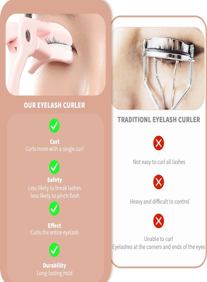 FSZMan 2 Style Eyelash Curler - Lash Curler with 2 Extra Silicone Replacement Pads, Achieve Perfect Curls in 5 Seconds - Quick Natural Curling for Long Lasting (Pink) - Image 3