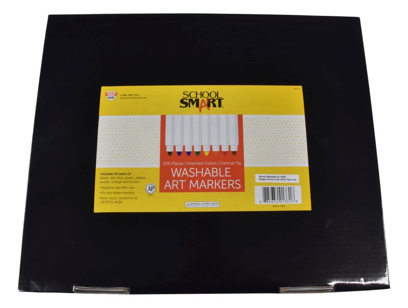 School Smart Conical Tip Washable Markers Classroom Pack for School, Home, and More, Assorted Colors, Bulk Pack of 200 - Image 4