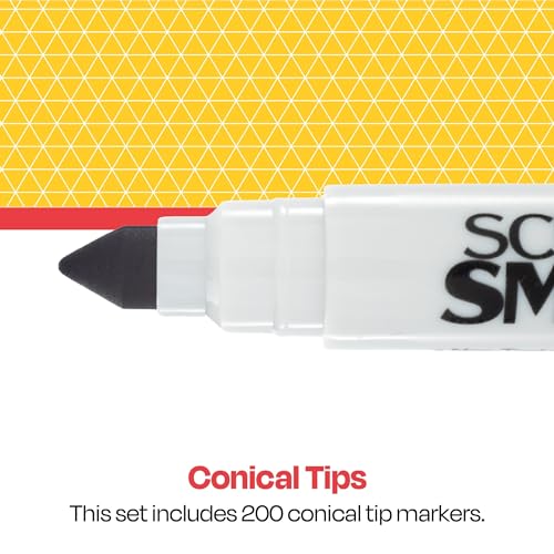 School Smart Conical Tip Washable Markers Classroom Pack for School, Home, and More, Assorted Colors, Bulk Pack of 200 - Image 5