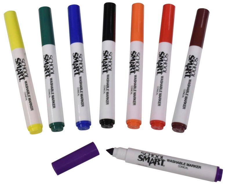 School Smart Conical Tip Washable Markers Classroom Pack for School, Home, and More, Assorted Colors, Bulk Pack of 200 - Image 3