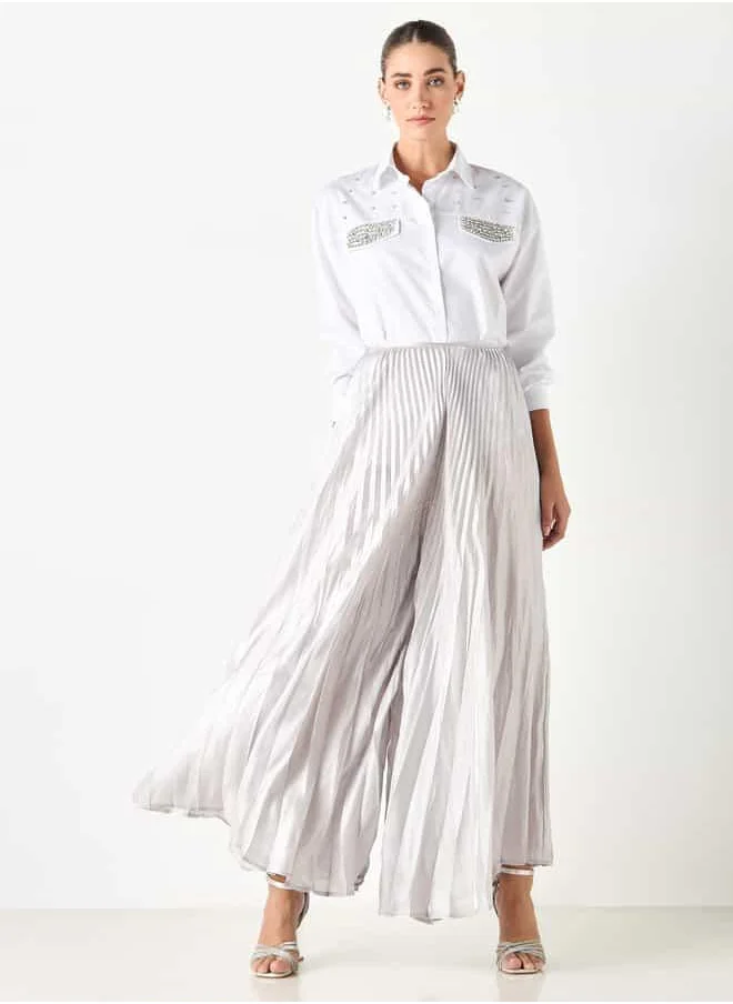 Iconic Iconic Pleated Palazzo Pants with Flexi Waist