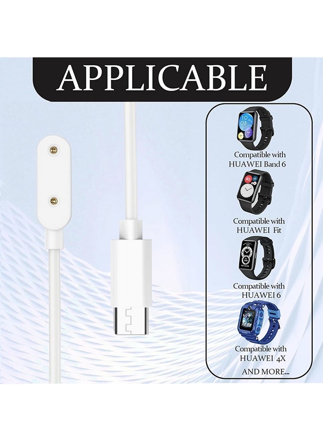 دبليو أف أف أو كابل شاحن منفذ USB Type-C بطول 1 متر متوافق مع ساعة هواوي فيت / فيت 2 / فيت ميني - هواوي باند 7 / 7 NFC / 6/6 برو - هواوي 4X / 4Pro - ساعة هونر ES - كابل شحن ساعة ذكية Honor Band 6 - حماية من تيار الجهد الزائد - كابل شحن عالمي للساعة الذكية - سلك شحن مغناطيسي بديل للساعة الذكية - أبيض 3.3 قدم - Image 3