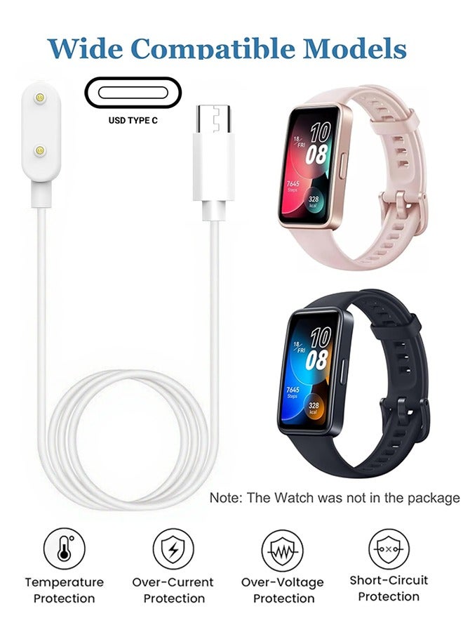 1 Meter USB Type-C Port Charger Cable Compatible for Huawei Watch Fit/Fit 2/Fit Mini - Huawei Band 7/7nfc/6/6 Pro - Huawei 4X/4Pro - Honor Watch ES - Honor Band 6 Smart Watch Charging Cable - Overvoltage Current Protection - Universal Smart Watch Charging Cable - Smartwatch Replacement Magnetic Charging Cord - White 3.3ft