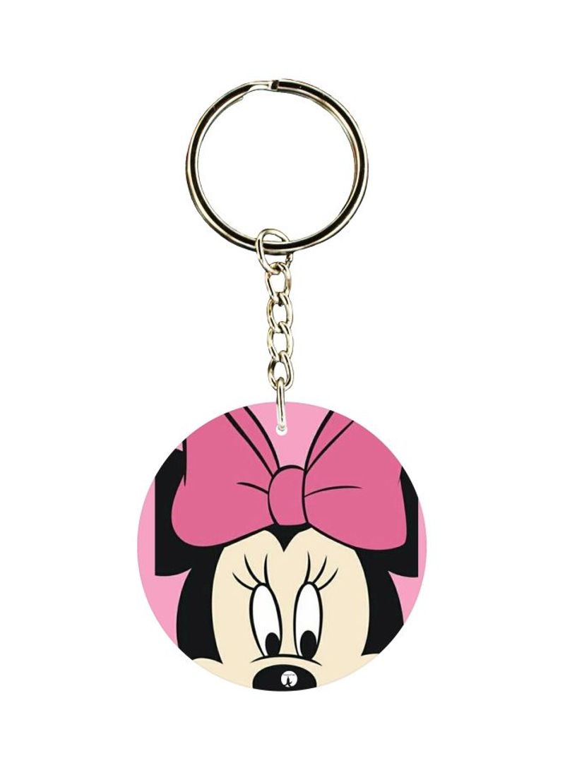 سلسلة مفاتيح مزدوجة الجوانب مطبوعة عليها صورة ميني ماوس