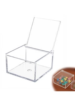 Acrylic Storage Box with Hinged Lids, 2 Pcs Mult-Purpose Box Square Stackable, Transparent Display Cube Storage Organizer for Office, Wedding, Birthday Jewelry, Cake, Candy (80x80x60mm)
