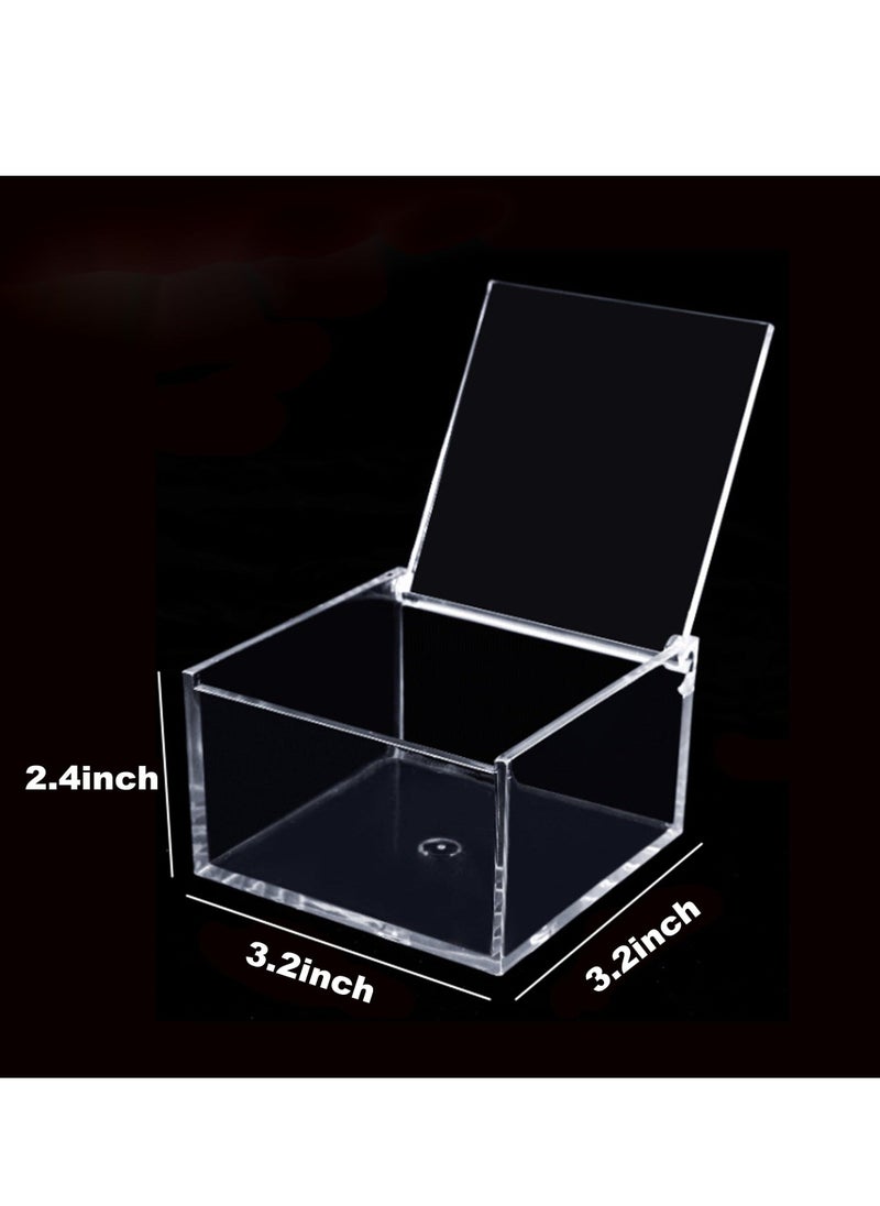 Generic - Acrylic Storage Box with Hinged Lids, 2 Pcs Mult-Purpose Box Square Stackable, Transparent Display Cube Storage Organizer for Office, Wedding, Birthday Jewelry, Cake, Candy (80x80x60mm) - Image 1