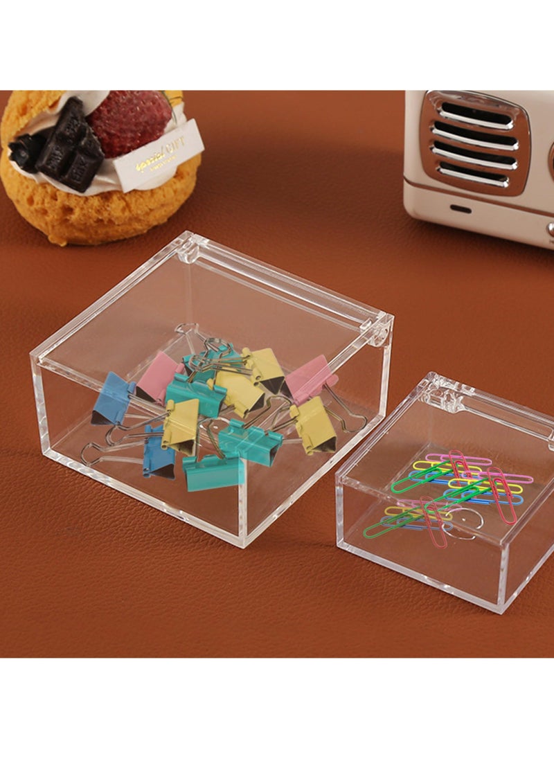 Generic - Acrylic Storage Box with Hinged Lids, 2 Pcs Mult-Purpose Box Square Stackable, Transparent Display Cube Storage Organizer for Office, Wedding, Birthday Jewelry, Cake, Candy (80x80x60mm) - Image 1