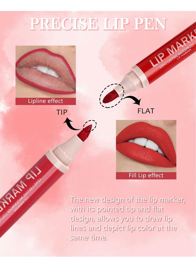 LYSdefeu Lip Stain Marker Pen Set-4 Pcs Hydrating Lip Stain Liquid Lip Liner Pencil Kit,Longlasting Waterproof Smudgeproof Matte Color Look Finish,Precise Chisel Tip Smooth,Christmas Makeup Gift for Women Girl - Image 4