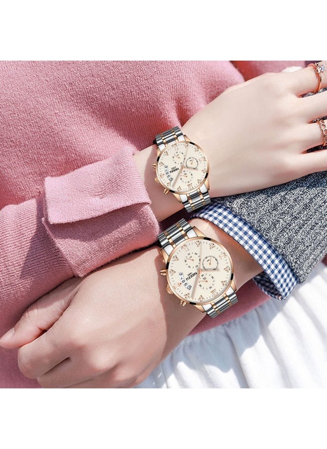 NIBOSI - NIBOSI Women Watches Analog Quartz Diamond Dail Watches For Women Ladies Fashion Casual Chronograph Watches With Stainless Steel Strap, Black Dial, Black Band - Image 1