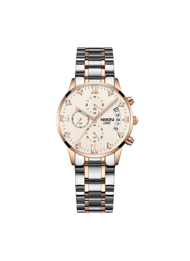 NIBOSI - NIBOSI Women Watches Analog Quartz Diamond Dail Watches For Women Ladies Fashion Casual Chronograph Watches With Stainless Steel Strap, Black Dial, Black Band - Image 1