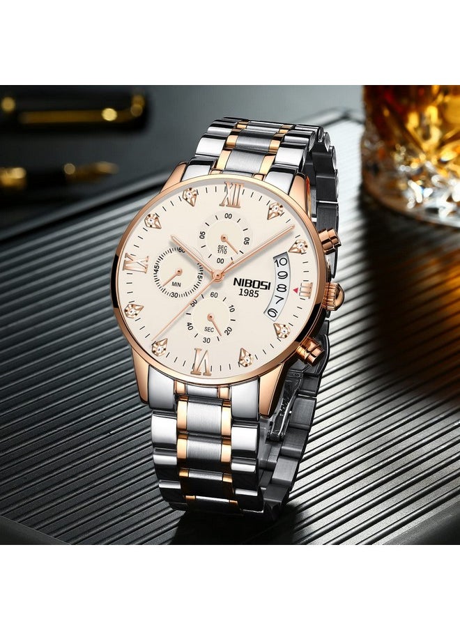 NIBOSI - NIBOSI Women Watches Analog Quartz Diamond Dail Watches For Women Ladies Fashion Casual Chronograph Watches With Stainless Steel Strap, Black Dial, Black Band - Image 1