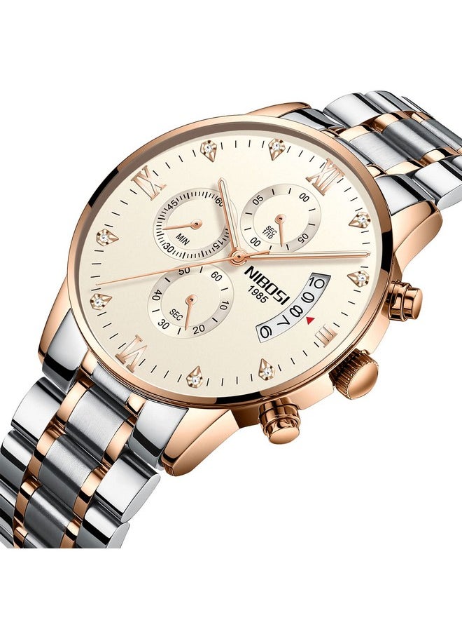 NIBOSI - NIBOSI Women Watches Analog Quartz Diamond Dail Watches For Women Ladies Fashion Casual Chronograph Watches With Stainless Steel Strap, Black Dial, Black Band - Image 1