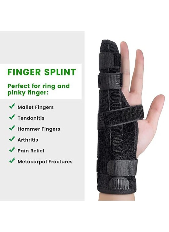 Hand Brace with Finger Support Finger Brace Pinky Finger Splint Brace Boxing Fracture Splint Two Finger Splint Boxer Finger Brace for Wrist and Hand, Metacarpal Splint for 4th or 5th Finger (Large)