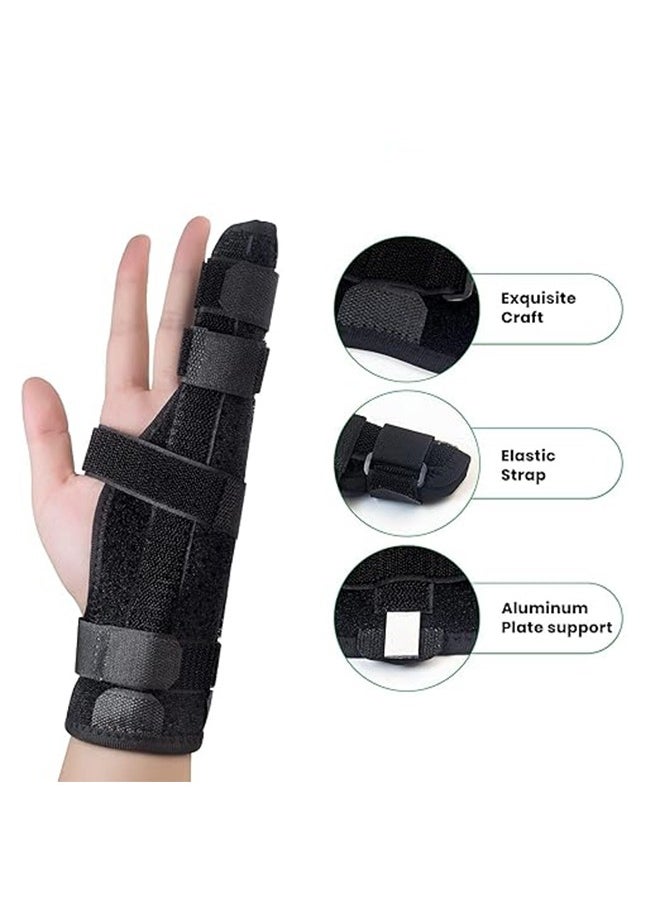 Hand Brace with Finger Support Finger Brace Pinky Finger Splint Brace Boxing Fracture Splint Two Finger Splint Boxer Finger Brace for Wrist and Hand, Metacarpal Splint for 4th or 5th Finger (Large)
