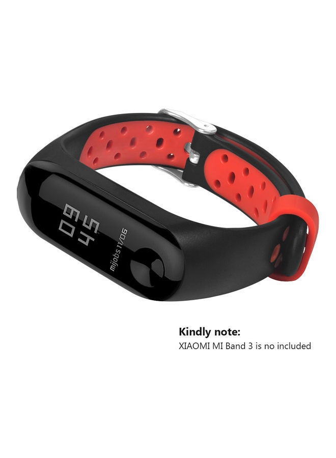 NIBEMINENT Replacement Wristband For Xiaomi Mi Band 3 Black/Red - Image 2