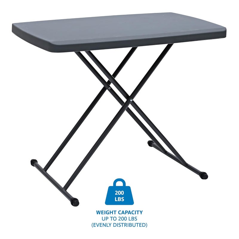 ICEBERG Small Camping Personal Folding Table, Heavy Duty Utility Table, Adjustable Height, Charcoal, 19.5” L x 30” W x 28" H - Image 3