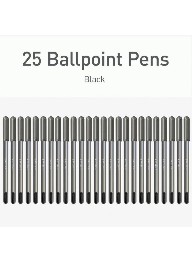 Pentonic Ballpoint Pens 25 Count Black Colored Ink 1.0 Mm Medium Point Smooth Writing For Journaling & Note Taking (Pen12128) - Image 3