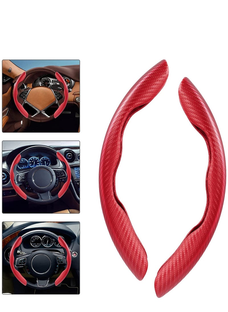 Barakah Carbon Fiber Steering Pattern Wheel Cover for Women Man, Safe and Non-Slip Car Accessory, Universal Fit Car Wheel Protector Wheel Cover Universal Automobile Interior Accessories Sport Red - Image 1