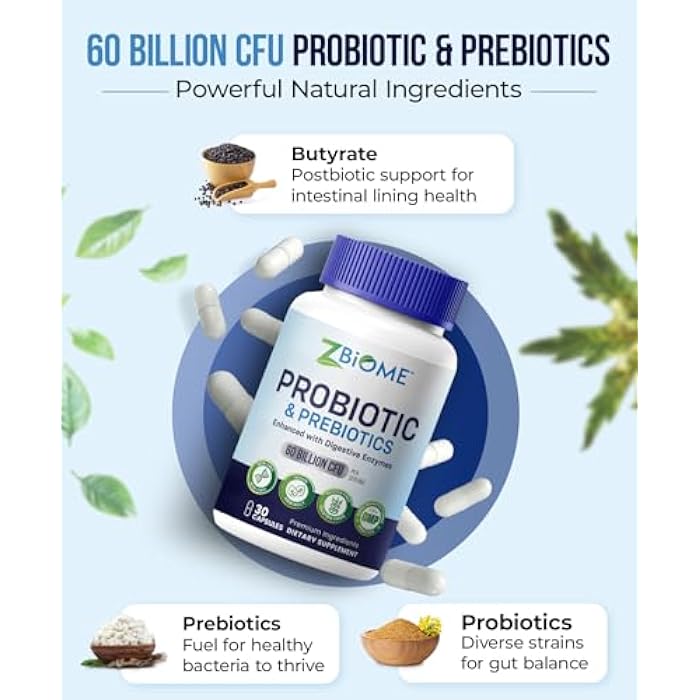 ZBIOME Prebiotics and Probiotics for Men & Women – 60 Billion CFU with 10 Strains – Pre and Probiotics with Acidophilus for Immune, Gut Health, Digestive Support, Constipation,Diarrhea, Gas & Bloating -30ct - Image 3