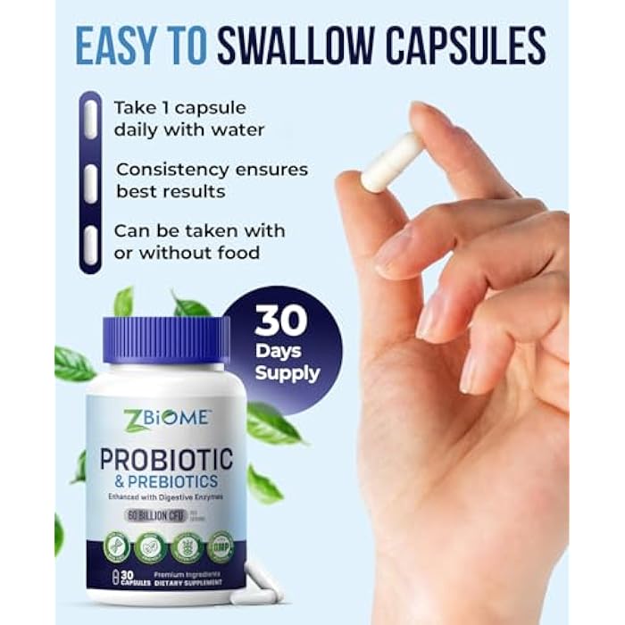 ZBIOME Prebiotics and Probiotics for Men & Women – 60 Billion CFU with 10 Strains – Pre and Probiotics with Acidophilus for Immune, Gut Health, Digestive Support, Constipation,Diarrhea, Gas & Bloating -30ct - Image 4