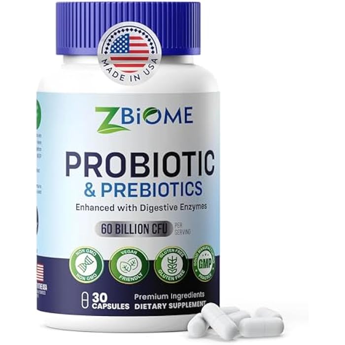 ZBIOME Prebiotics and Probiotics for Men & Women – 60 Billion CFU with 10 Strains – Pre and Probiotics with Acidophilus for Immune, Gut Health, Digestive Support, Constipation,Diarrhea, Gas & Bloating -30ct - Image 1