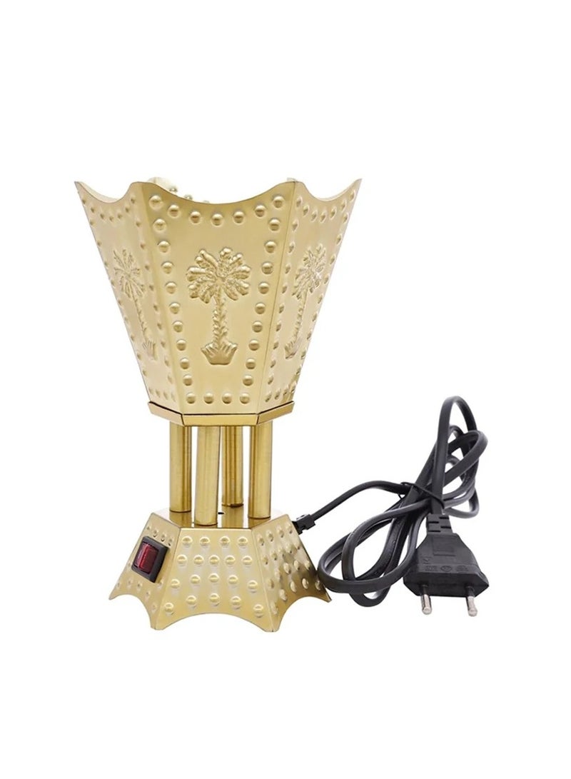 Portable Electric Incense Burner. Antique Arabic Resin and Oud Incense Holder, Aromatherapy Diffuser for Yoga, Spa, Aromatherapy, Home and Office Decor (Golden Palm Incense Burner)  - Image 2