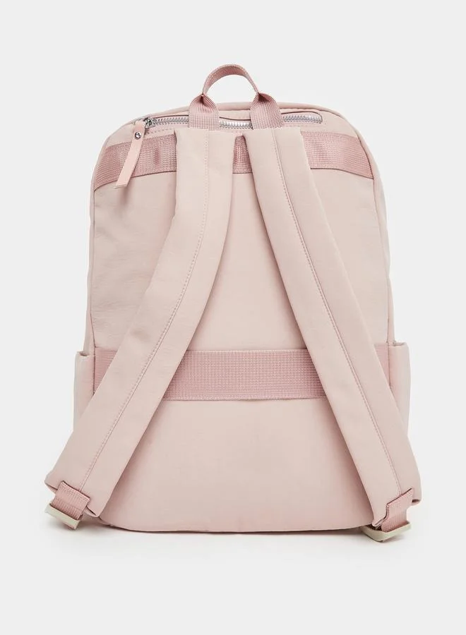 Styli  Women Pink Front Zipped Backpack  | Best Price UAE